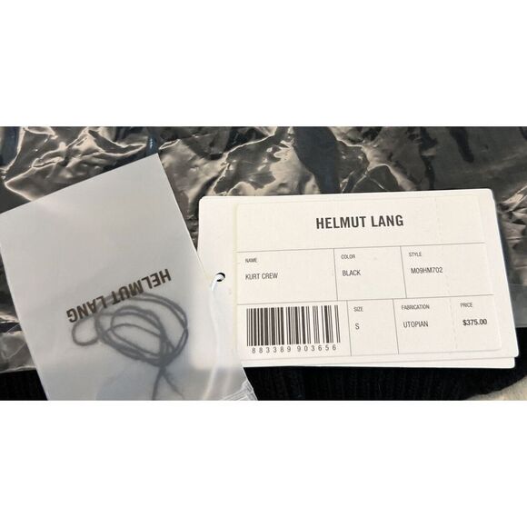 Helmut Lang M09HM702 Men's Sz Small Black Kurt Crew Neck Logo L/S Sweater $375 - Picture 8 of 8